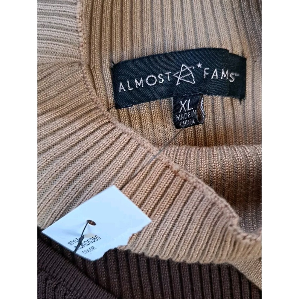 ALMOST FAMOUS Sweater Dress Womens XL Brown Color Block Long Sleeve Midi NWT - Picture 2 of 11